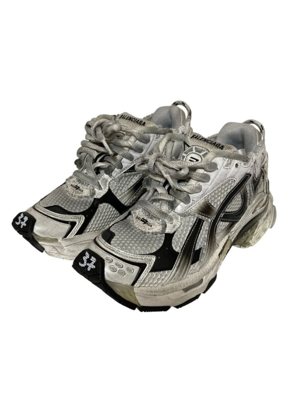 Balenciaga Runner Distressed Sneakers White Black Us7